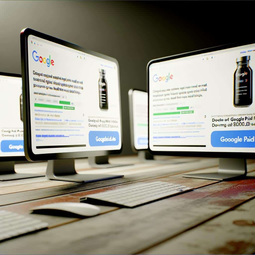 Screenshot showing an interface of Google Paid Ads with key performance metrics