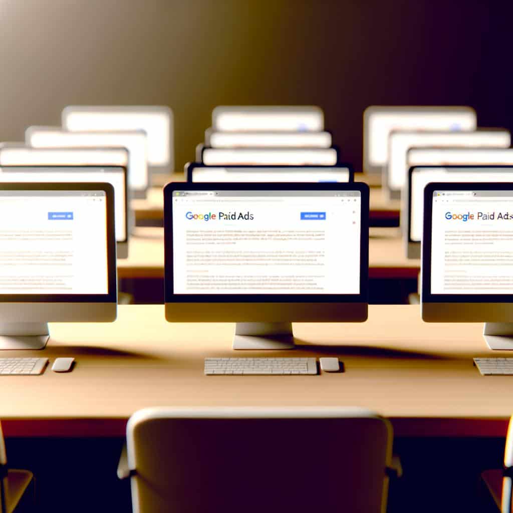 Screenshot of Google Paid Ads interface with ad campaign statistics