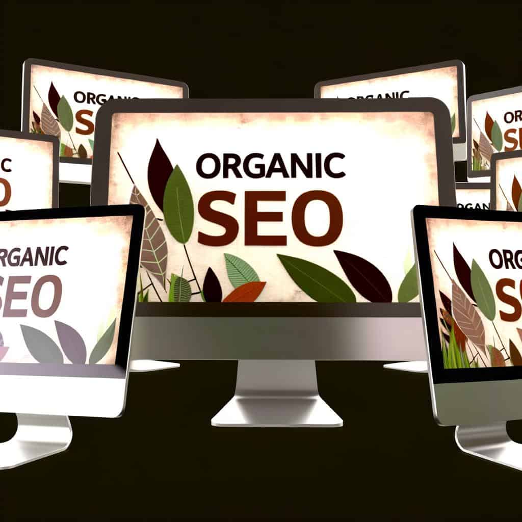 Organic SEO concept with green leaf and search icon
