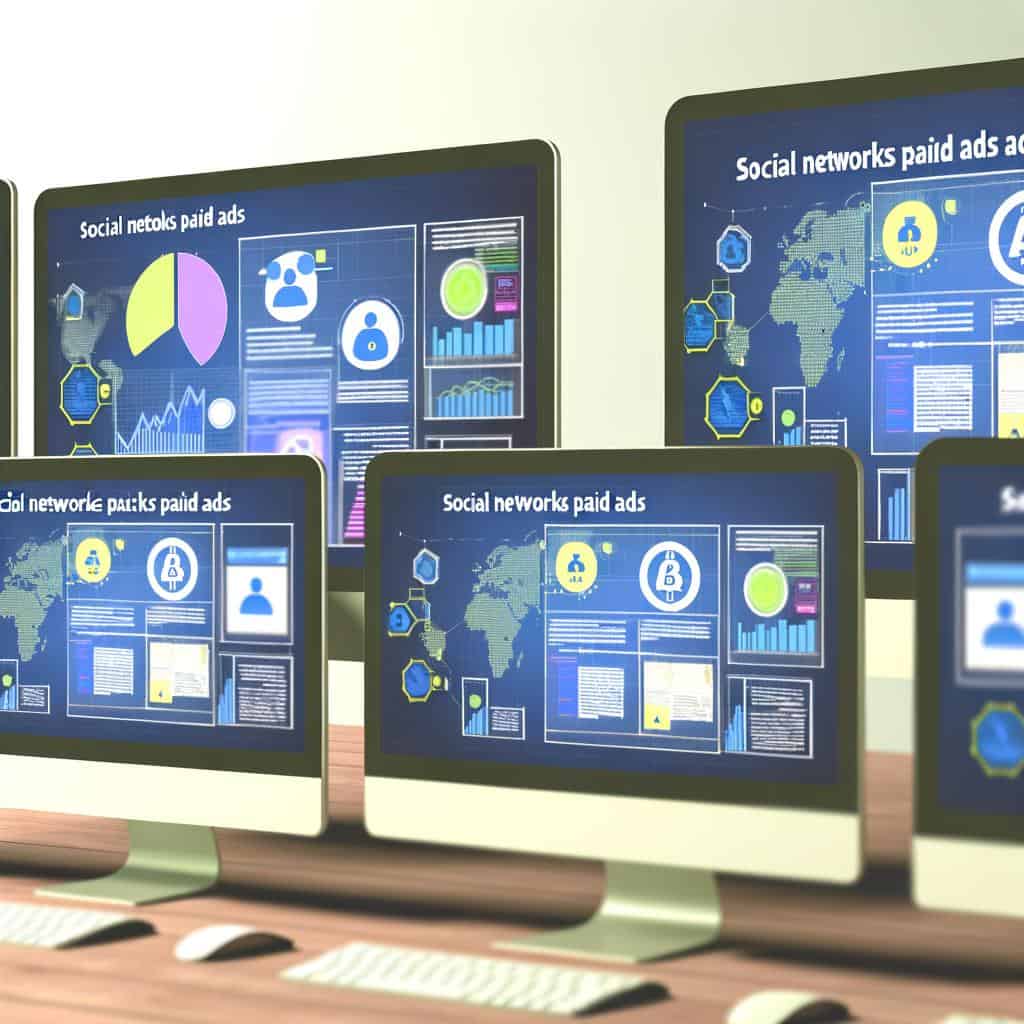 Engaging visuals representing Social Networks Paid Ads with catchy slogans and a call-to-action button